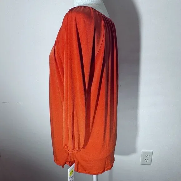 NWT - Notations Women's Orange Snapped Blouse - PXL - Picture 4 of 10